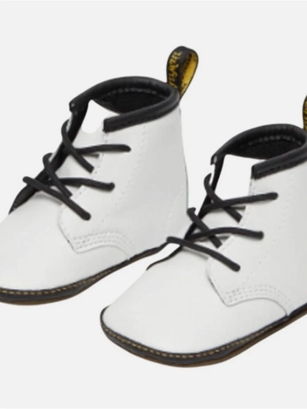 Dr. Martens White and Black Crib Lace-Up Ankle Boots